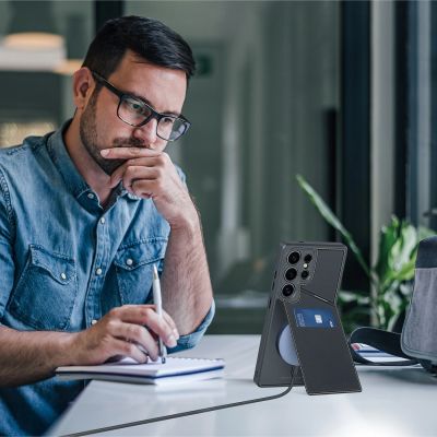 2. Dux Ducis Rafi II Hülle für Samsung Galaxy S25 Ultra mit Ständer und Geldbörse – Schwarz