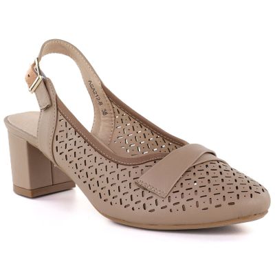 Damen-Pumps mit durchbrochenem Muster und Riemen, beige, Jezzi ASA212-8