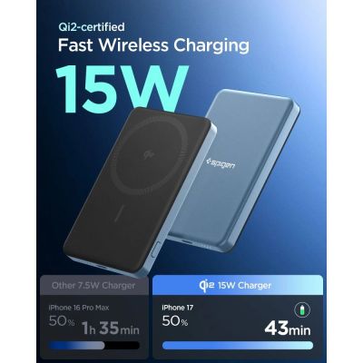 4. Spigen EA2205MQ Essential MagSafe 5000 mAh 22,5 W QI2 Powerbank – Marineblau