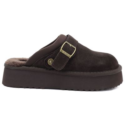 2. Damen-Flip-Flops aus Leder mit Isolierung und schokoladenbraunem Plateau, Big Star UU274697