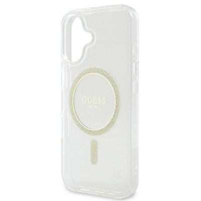 6. Guess IML Glitter Circle MagSafe Hülle für iPhone 16 – transparent