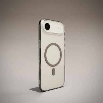 8. Puro Lite Mag TPU+PC Hülle kompatibel mit MagSafe für iPhone 17 Air - Transparent mit braunem Ring