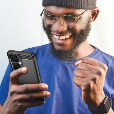 7. Carbon Case Hülle für OnePlus Nord CE 3 flexible Silikon-Carbon-Hülle schwarz