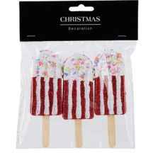 Eiscreme-Hängedekorationskugeln, 3 Stück, rot