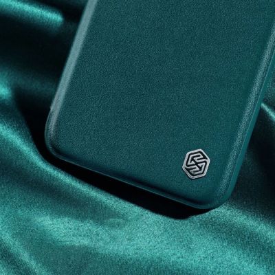 10. Nillkin Qin Leder Pro Hülle iPhone 14 Plus Kamerahülle Holsterhülle Klapphülle Grün