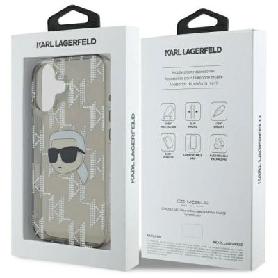 7. Karl Lagerfeld IML Karl Head galvanisierte Hülle für iPhone 16 - Schwarz