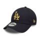 New Era 9FORTY MLB LA Los Angeles Dodgers Metallic Navy Strapback Cap - 60595193