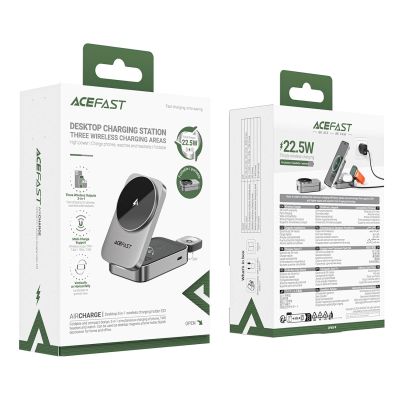 7. Acefast E22 3-in-1 Kabellose Induktive Ladestation, MagSafe Kompatibel - Grau