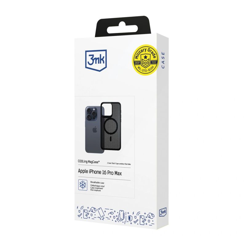 4. 3mk COOLing MagCase Hülle für Apple iPhone 16 Pro Max – Schwarz