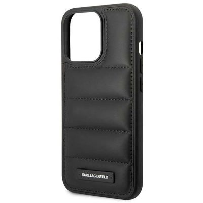 6. Karl Lagerfeld Hülle mit länglichem, voluminösem Logo für iPhone 14 Pro Max – Schwarz
