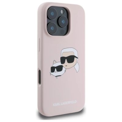 4. Karl Lagerfeld Silikon Nauble Heads Print MagSafe Case für iPhone 16 Pro Max - Pink