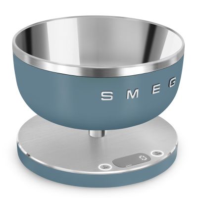 6. Smeg KSC01SBMWW Küchenwaage, blau, rundes Oberteil, elektronische Küchenwaage