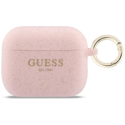 Guess Silikon-Glitzerringhülle für AirPods Pro 3 – Pink