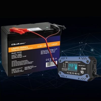 34. QOLTEC STD AGM GEL LIFEPO4-AKKU-LADEGERÄT | GLEICHRICHTER MIT REPARATURFUNKTION | 12–24 V | 10 A | LCD | 9-STUFIGES LADEN