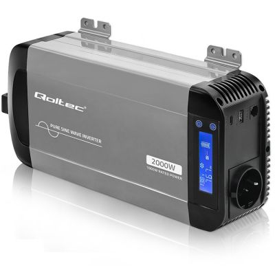 8. Qoltec Sinus-Spannungswandler | 12 V auf 230 V | 1000/2000 W | LCD | USB | USB-C | Kompatibel mit LiFePO4-, GEL- und AGM-Akkus