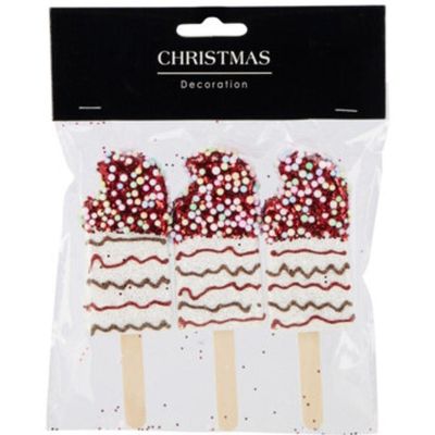 8. Eiscreme-Hängedekorationskugeln, 3 Stück, weiß