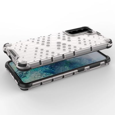 3. Wabenhülle Panzerhülle mit Gelrahmen für Samsung Galaxy S22 + (S22 Plus) blau