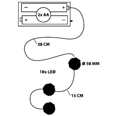 7. Fellkugel-Girlandenlampen, batteriebetrieben, 50 mm LED, warmweiß