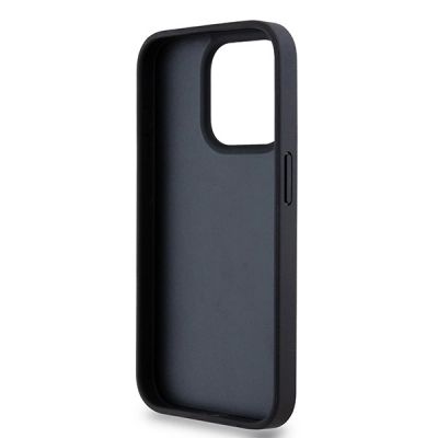 7. DKNY Lederhülle mit Monostreifen und Metalllogo für iPhone 15 Pro Max – Schwarz