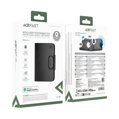 8. Acefast S6 Bluetooth Passport Hülle – Kompatibel mit Apple „Wo ist?“ – Schwarz
