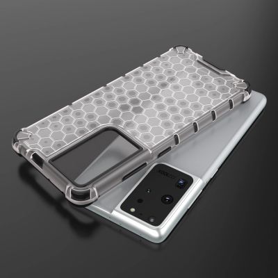 8. Gepanzerte Hülle mit Wabenstruktur und Gelrahmen für Samsung Galaxy S22 Ultra blau