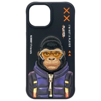4. Nimmy Cool&Cute 2.0 Monkey Hülle für iPhone 15 - Schwarz