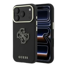Guess Grained & Big Resin Logo Case für iPhone 18 Pro Max / 17 Pro Max - Schwarz