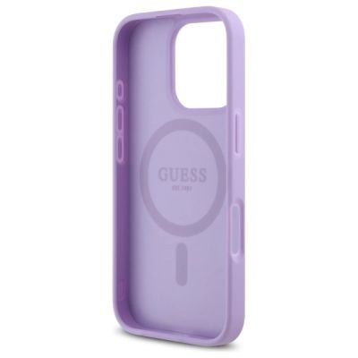 7. Guess Saffiano MagSafe Hülle für iPhone 16 Pro Max – Lila