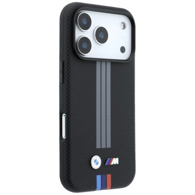 4. BMW M Quadrille Kevlar Anthrazit & Tricolor Print Lines MagSafe Hülle für iPhone 18 Pro Max / 17 Pro Max - Schwarz