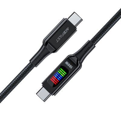 4. Acefast C7-03 USB-C USB-C 100 W 1,2 m Kabel mit Display – Schwarz