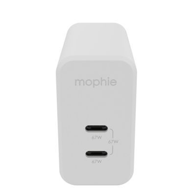Mophie GaN Charger Dual - Wandladegerät mit zwei USB-C-Eingängen, 67 W (weiß)