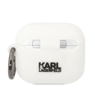 2. Karl Lagerfeld KLA3RUNIKH AirPods 3 Cover weiß/weiß Silikon Karl Head 3D
