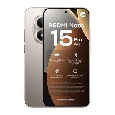 9. Xiaomi Redmi Note 15 Pro 5G, 17,4 cm (6,83 Zoll), 8 GB RAM, 256 GB Speicher, 6580 mAh Akku, Titanium
