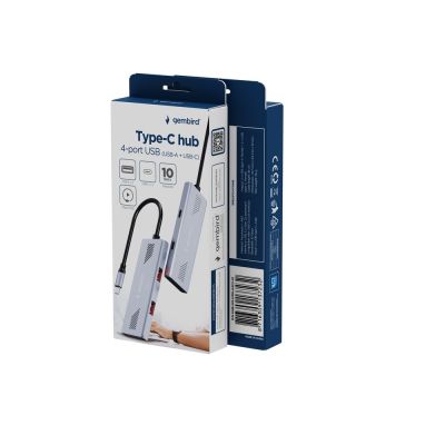 4. GEMBIRD 4-Port USB 3.2 (Gen 2) Hub Typ C mit 4 Anschlüssen A + C Grau