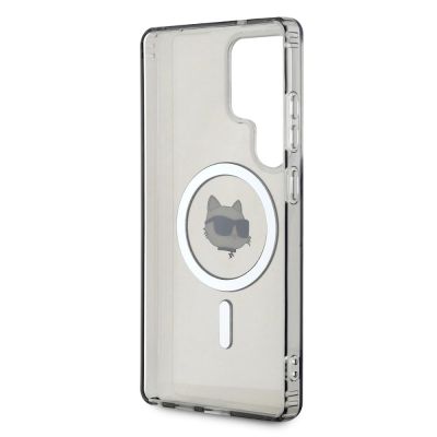 7. Karl Lagerfeld Button Choupette Head Gedrucktes Logo MagSafe Samsung Galaxy S25 Ultra Hülle schwarz