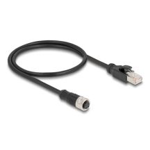 DeLOCK M12 D-kodiertes 4-poliges Buchse auf RJ45 Stecker Adapterkabel, 50 cm lang