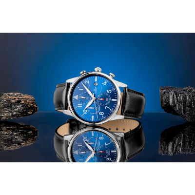 5. Giewont Herrenuhr Chronograph Saphir Schwarz und Blau GW5630-A3
