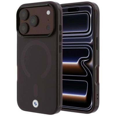 BMW Logo-Schutzhülle mit mattierter IML-Oberfläche und Metalllogo (MagSafe) für iPhone 18 Pro / 17 Pro – Burgunderrot