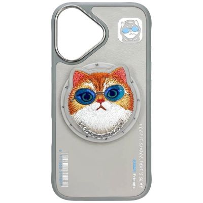 2. Nimmy Glasses Cool Cat MagSafe Case für iPhone 16 - Grau