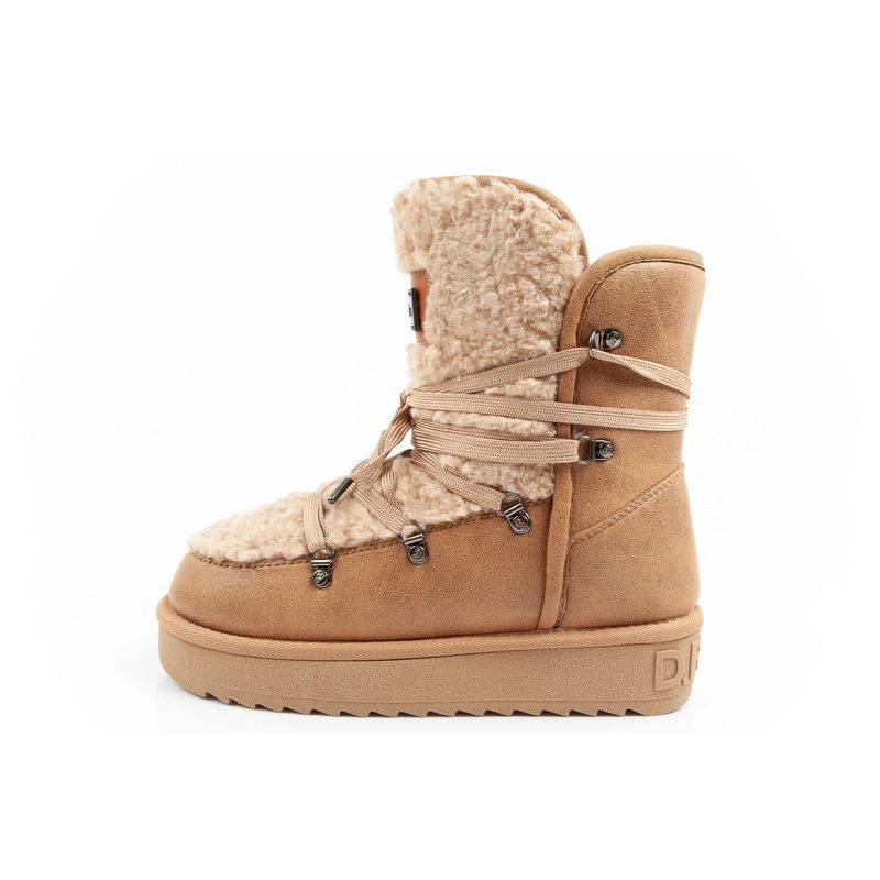 11. D.Franklin Damen Winter Schneestiefel, modisches Fellfutter, braun beige