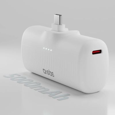 3. SBS EcoPower 5000 mAh 10W Powerbank mit integriertem USB-C-Anschluss - Weiß