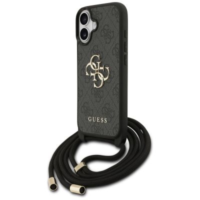2. Guess 4G Big Logo Cord Strap Crossbody Case für iPhone 17 - Schwarz