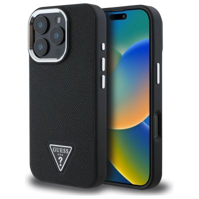 Guess GUHMP16XPGTSPSK iPhone 16 Pro Max 6,3" schwarz/schwarzes Hardcase Grained Triangle MagSafe