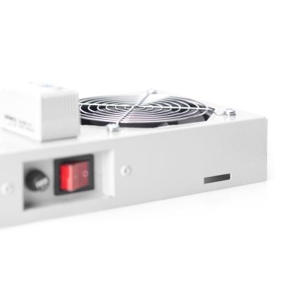 8. DIGITUS Lüftungspanel für 19"-Wandschränke, 2 Lüfter, Thermostat, grau