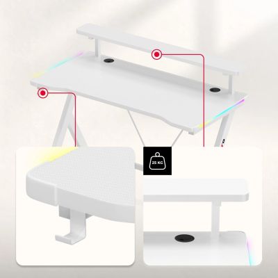 7. Huzaro Hero 1.9 RGB Weißer Schreibtisch