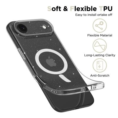3. Tech-Protect FlexAir MagSafe Case für iPhone 17 Air – Klarer Glitzer