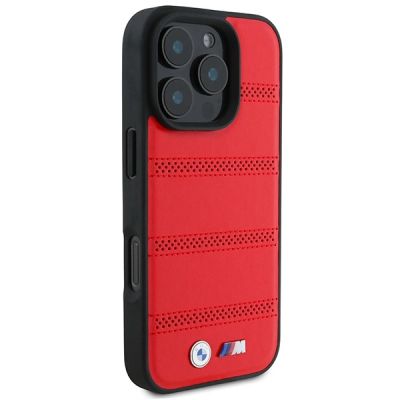 4. BMW M MagSafe-Hülle mit Perforation und Ziernähten für iPhone 16 Pro – rot