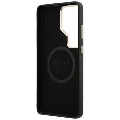 7. Guess Strass-Logo-Hülle mit rundem Logo für Samsung Galaxy S26 Ultra – Schwarz