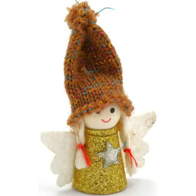 8. Weihnachtsengel-Anhänger, Gold, 7 cm