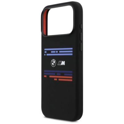 6. BMW M Silikonhülle mit horizontaler Linie und MagSafe-Funktion für iPhone 17 Pro Max – Schwarz